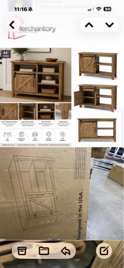 44" Rustic Farmhouse Barn Door TV Stand