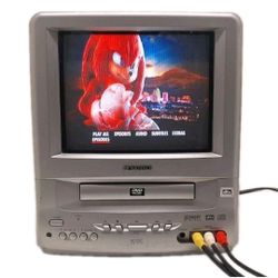 Retro Sansui CRT Portable 9" TV CDVD9000S Vintage Gaming TESTED CRT Working/DVD Not Working
