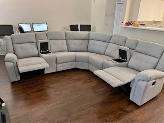 🔥 Brand New Gray Oversized U-Shaped Corner Recliner Sectional Sofa Couch W/ Cup Holders & Storage Console • Pickup or Delivery 🚚