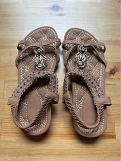Women's Embellished Flat Sandals - Size 8