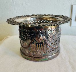 Antique Victorian-era English silver-plated wine coaster