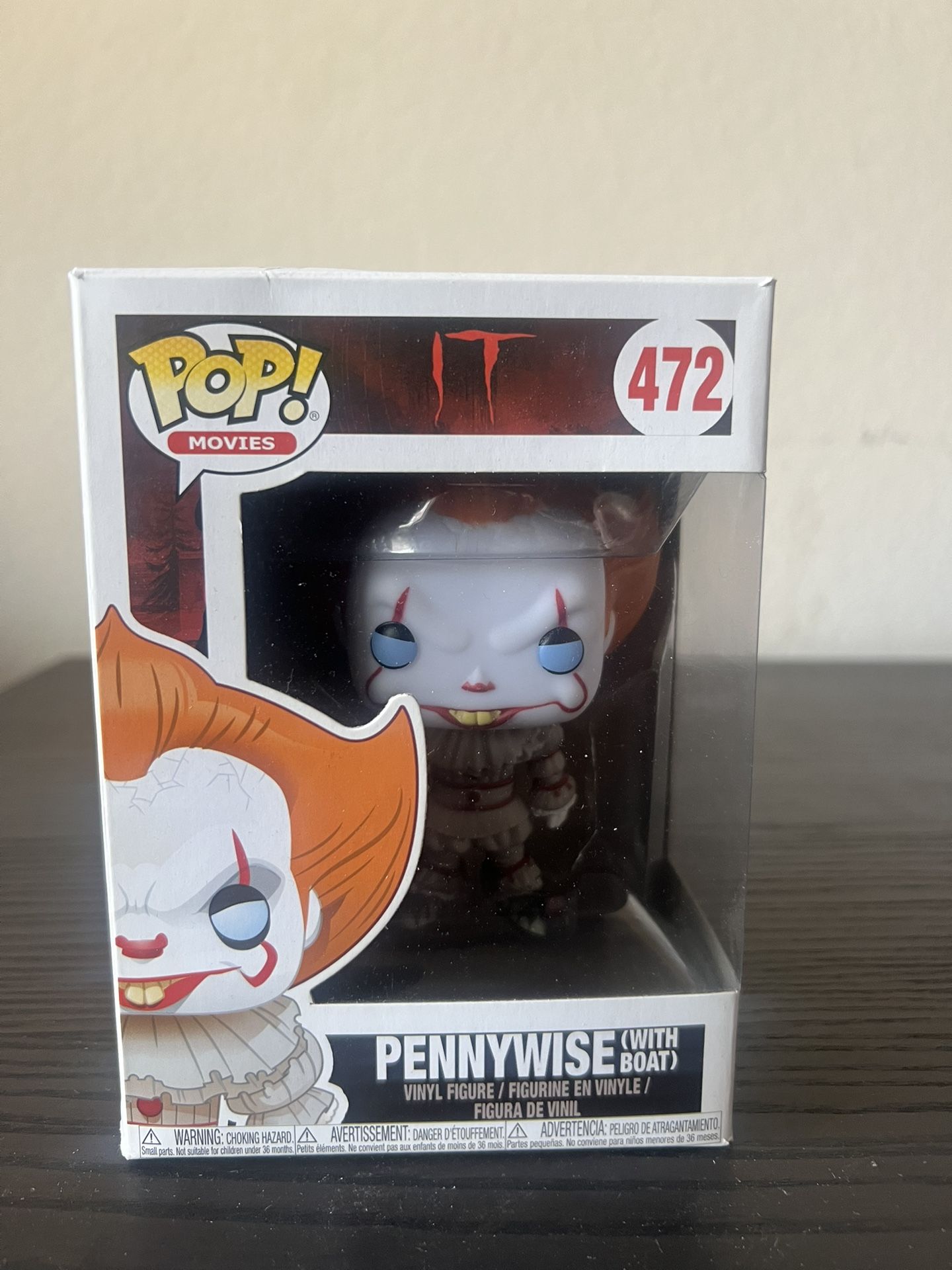 VAULTED Pennywise Yellow Eyes w/ Boat Funko Pop #472 It Horror Movies Stephen