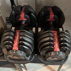 Bowflex Adjustable Dumbbells 5lbs To 52.5lbs W/Stands - $300