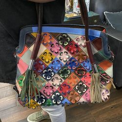 Beautiful, Colorful, Leather Hand Bag Purse