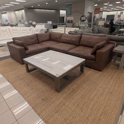 Brown Leather sectional 4 pc (Cloud)