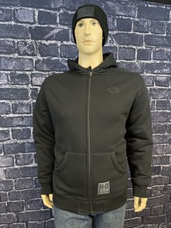 Harley-Davidson Men's Winged H-D Skull Zip-Up Sherpa Hoodie, Black 96428-17VM
