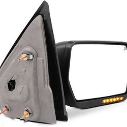 Mirror fit 2007-2014 for Ford for F-150 Truck with Amber Turn Signal and Puddle Light Heated Power Controlling and Manual Folding (Passenger Side