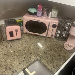 Pink Microwave And Toaster 