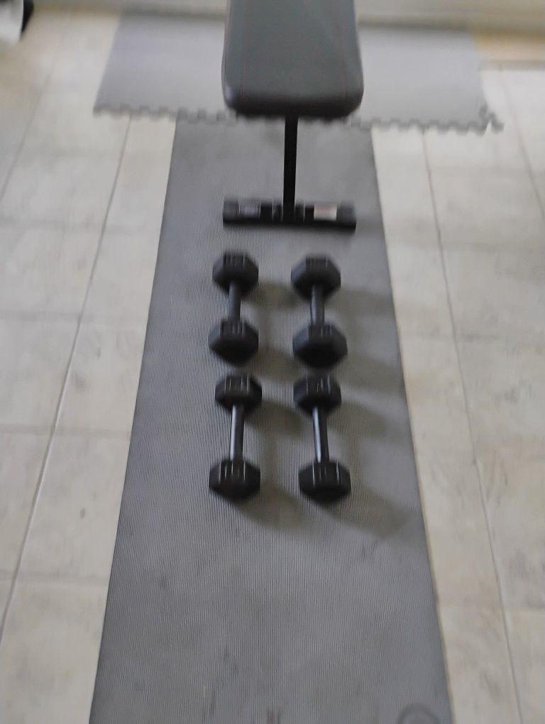 70 Ibs Dumbbell With Weight Bench