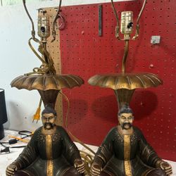 vintage Asian-style figural table lamps 