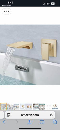 Aolemi Wall Mount Bathroom Faucet Waterfall Tub Filler, Single Handle Wall Mounted Sink Faucet with Chrome And Gold A51 Ch