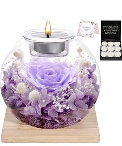 Christmas Birthday Gifts for Women Preserved Roses in Glass Dome with Scented - Romantic Preserved Flower for Women, Girlfriend, Wife, Mom, Grandma, S