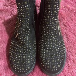 Women Forever Boots Black With Diamonds Used Size 9