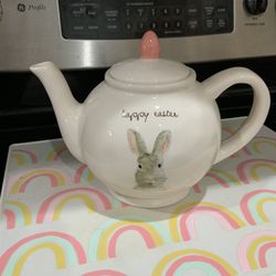 Rae Dunn Easter bunny happy Easter tea pot