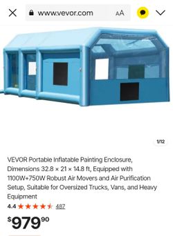 VEVOR Inflatable Paint Booth Enclosure 32.8x21x14.8 ft