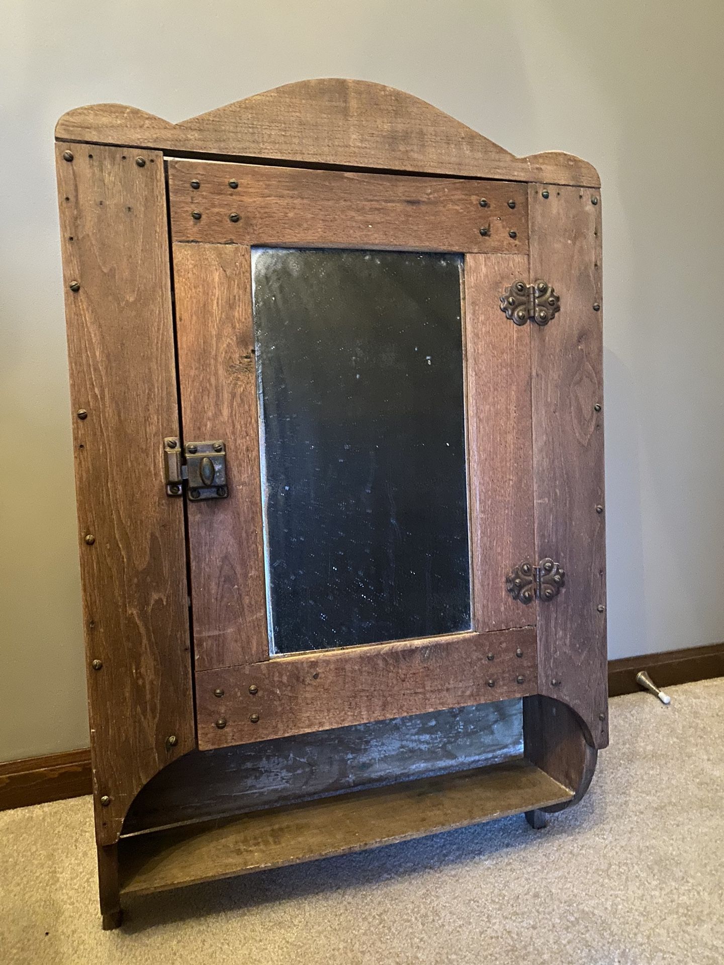 Antique Mirrored Cupboard With Shelf
