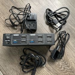 HDMI KVM Switch Dual Monitor 2 Port KVM Switch Support 4K@60Hz USB 3.0 KVM Switches