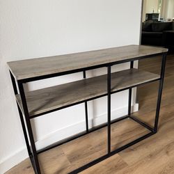 FREE Modern Narrow Console Table – Wood + Black Metal