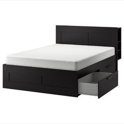 Ikea Queen Bed Frame with Storage under both sides of the bed. 