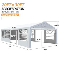 20' x 30' Party Tent Heavy Duty, Wedding Tent with Removable Sidewalls, Outdoor Gazebo Event Shelters Canopy for Birthday Party