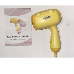 Sstree Mini Hair Dryer For Kids With 2 Heat Speed Setting, Travel /Home (Yellow)