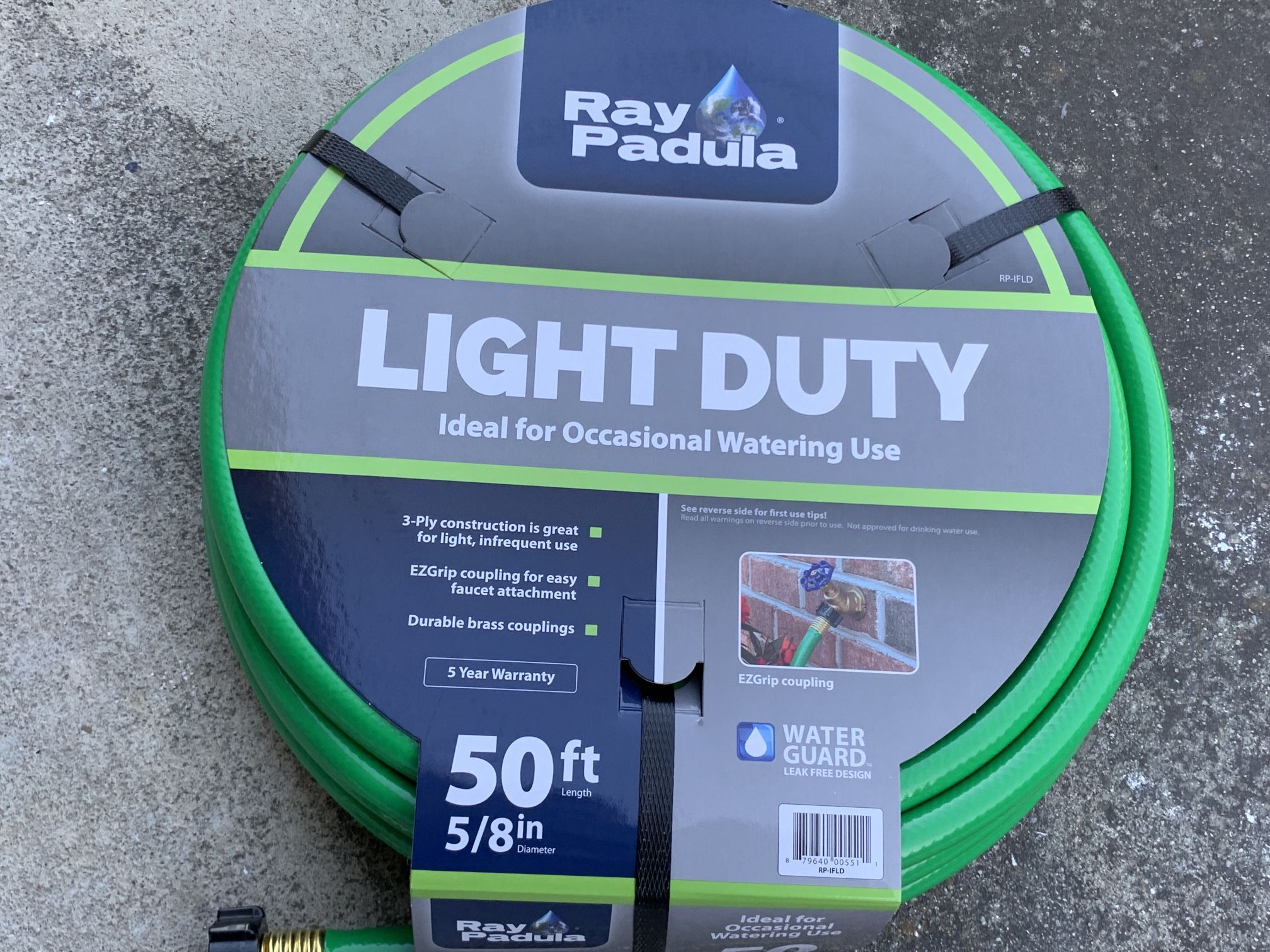 Green Color 50 FT Garden Water Hose Lightweight EZGrip 5/8 Inch Durable Brass Couplings Cash only Pick up in North San Jose, By appointment only Lo