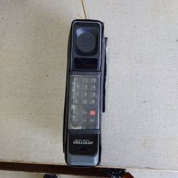 This is a vintage Motorola DynaTAC 8000X, the world's first commercially available mobile phone, released in 1983. 