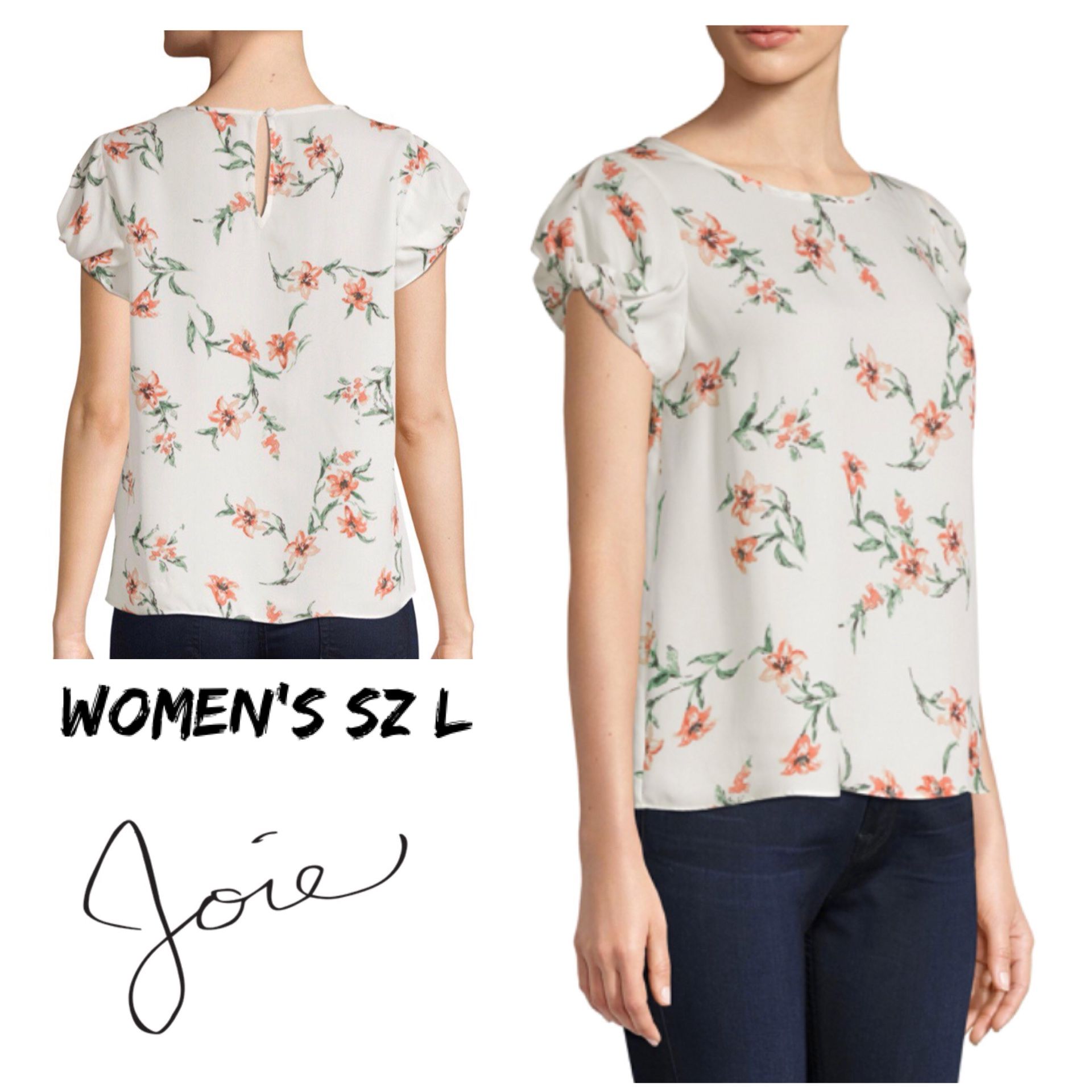 Final Sale NWT Women’s Designer Joie Elline Silk Top Sz:L