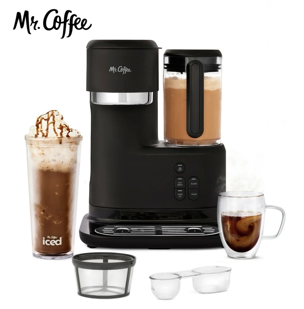 Mr. Coffee Single Serve Frappe and Iced Coffee Maker with Blender, Black