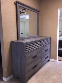 Gray Dresser Mirror w/ Black handles