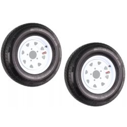 2-Pack Radial Trailer Tire On Rim ST175/80R13 13 in. Load C 5 Lug White Spoke