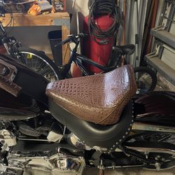 Harley Davidson Motorcycle Seat Custom Alligator Skin