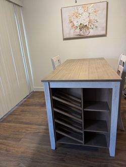 Counter Height Dining Table & chairs with Wine Storage