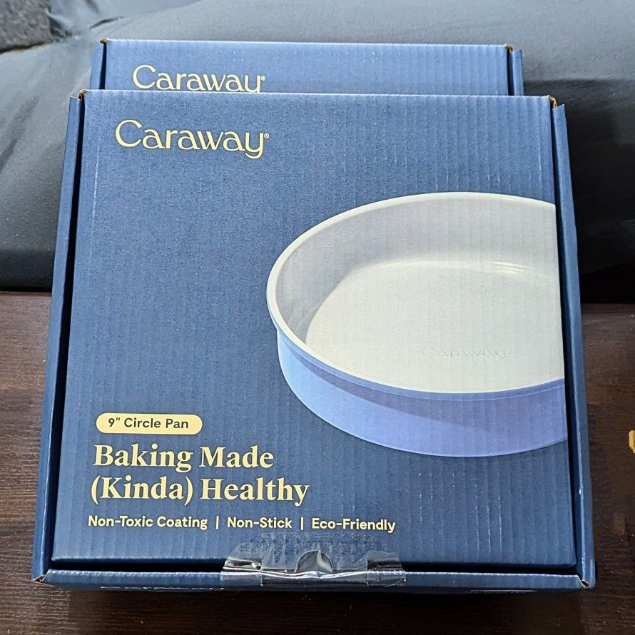 Caraway Non-Stick Ceramic 9” Circle Pans 2pk. New, Sealed In Box