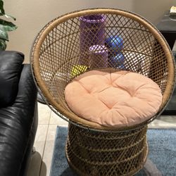 Vintage Peacock Wicker Rattan Chair 