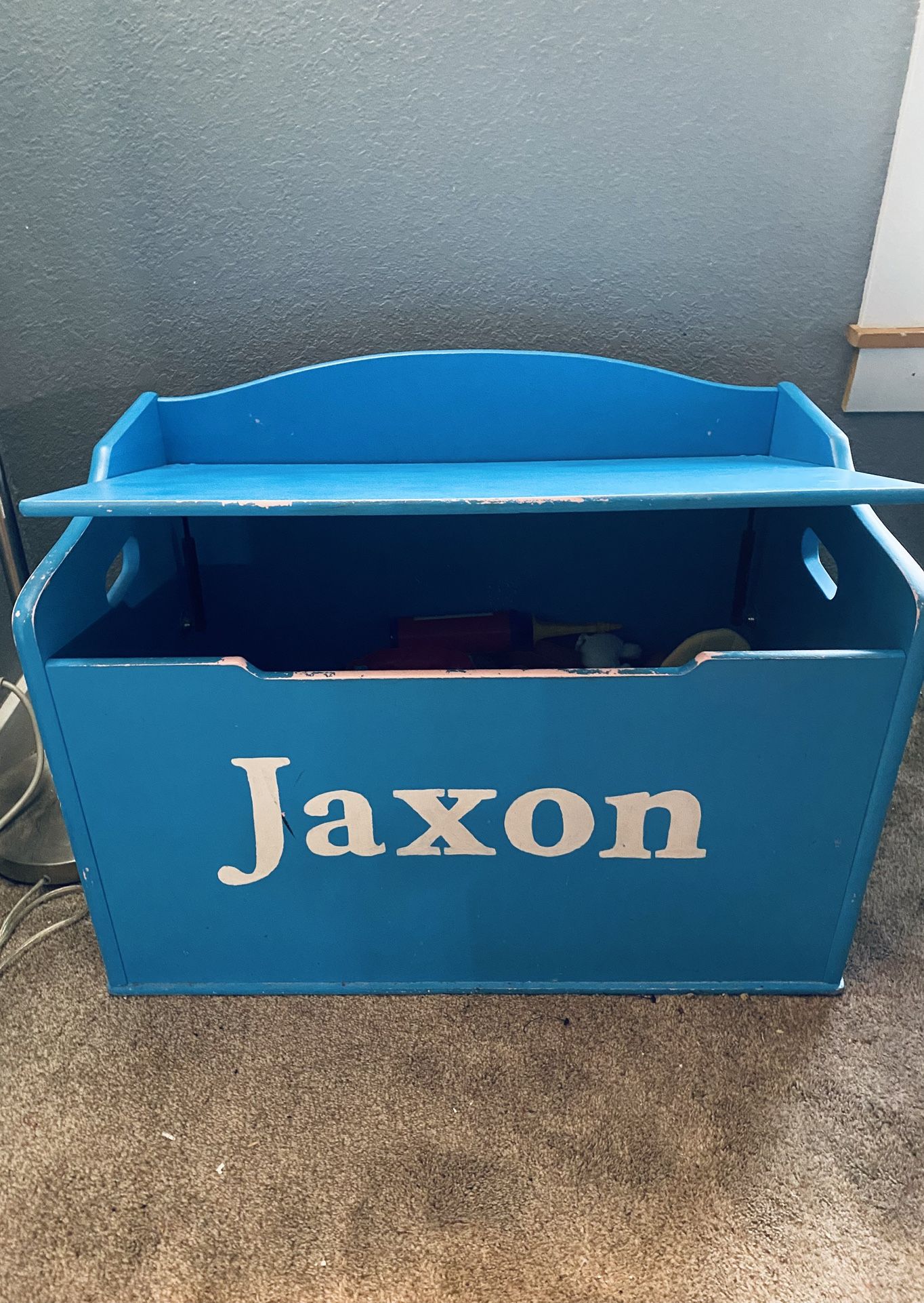 Blue Wooden Toy Box