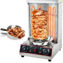 Shawarma Grill Machine, Electric Vertical Rotisserie with 2 Burners, Rotating Chicken Rotisserie Machine Broiler Gyro with Shovel
