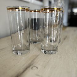 Gold rim drinking glasses Soviet Vintage 