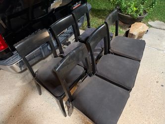 Set of 6 Black Wood Dining Chairs