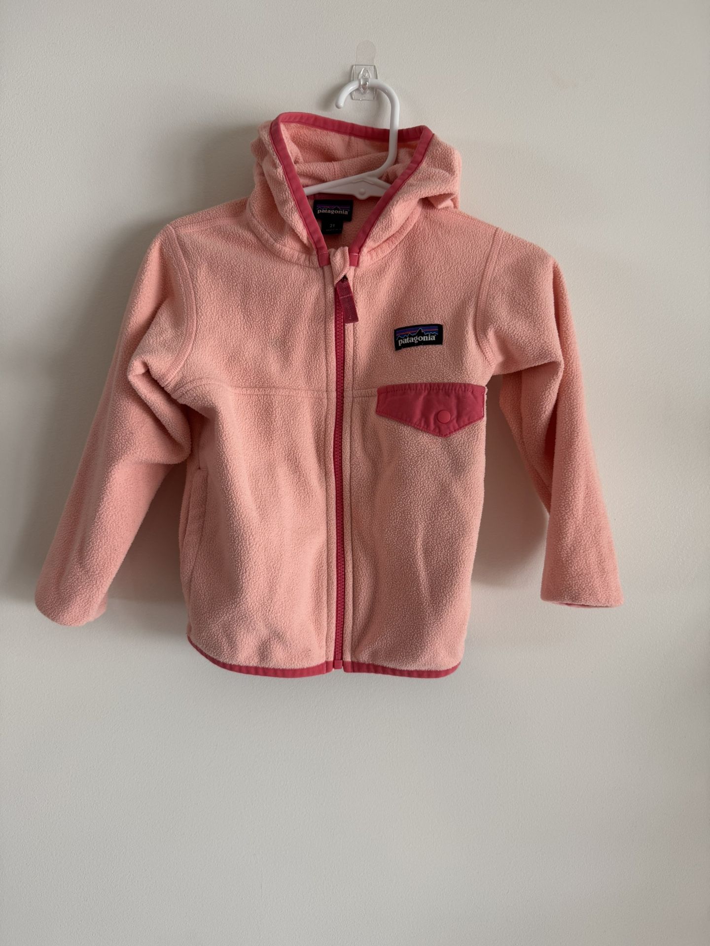 Patagonia Pink Fleece Zip Up Hooded Jacket