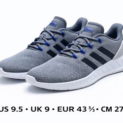 Adidas Men’s Running Shoes Size 9.5 Gray Blue White Sneakers