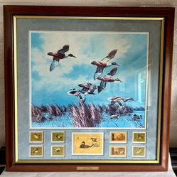 Vintage Framed “Late Comers” Print by David Maass