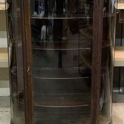 Antique Oak Triple Curved China Cabinet / China Cabinet

