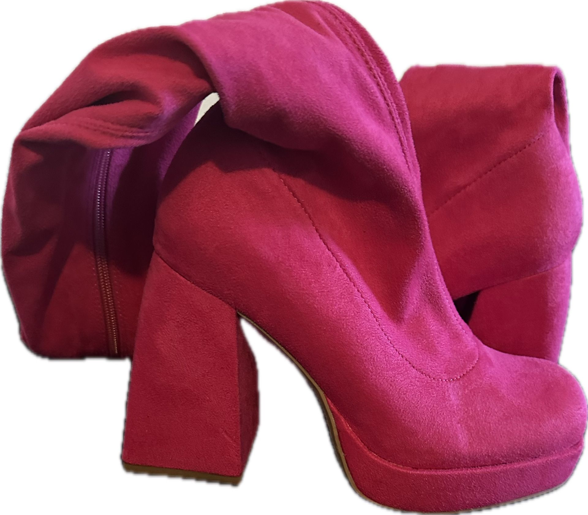 Pink Suede Boots