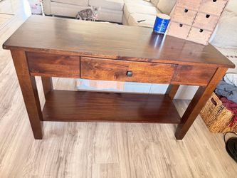 Wood Console Table with Drawer and Shelf