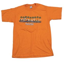 Aremar T Shirt Men’s Large Orange Puerto Plata Graphic Tee Palm Tree Casual