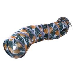 NEW- Tropical Palm Leaf Print Foldable Interactive Cat Tunnel Tube