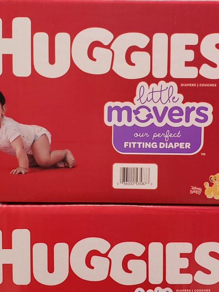 HUGGIES LITTLE MOVERS DIAPER BUNDLE SIZE 3 (76 CT). NEW AND NEVER BEEN OPENED. PICK UP IN RIVERBANK