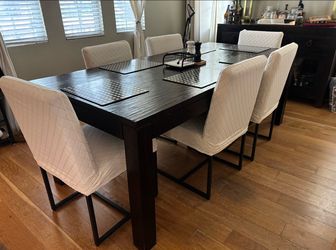 HEAVY Acacia Wood Heirloom Dining Table & Buffet
