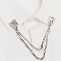 Asos Design Party Collar Tips with Square Crystals in Silver Tone